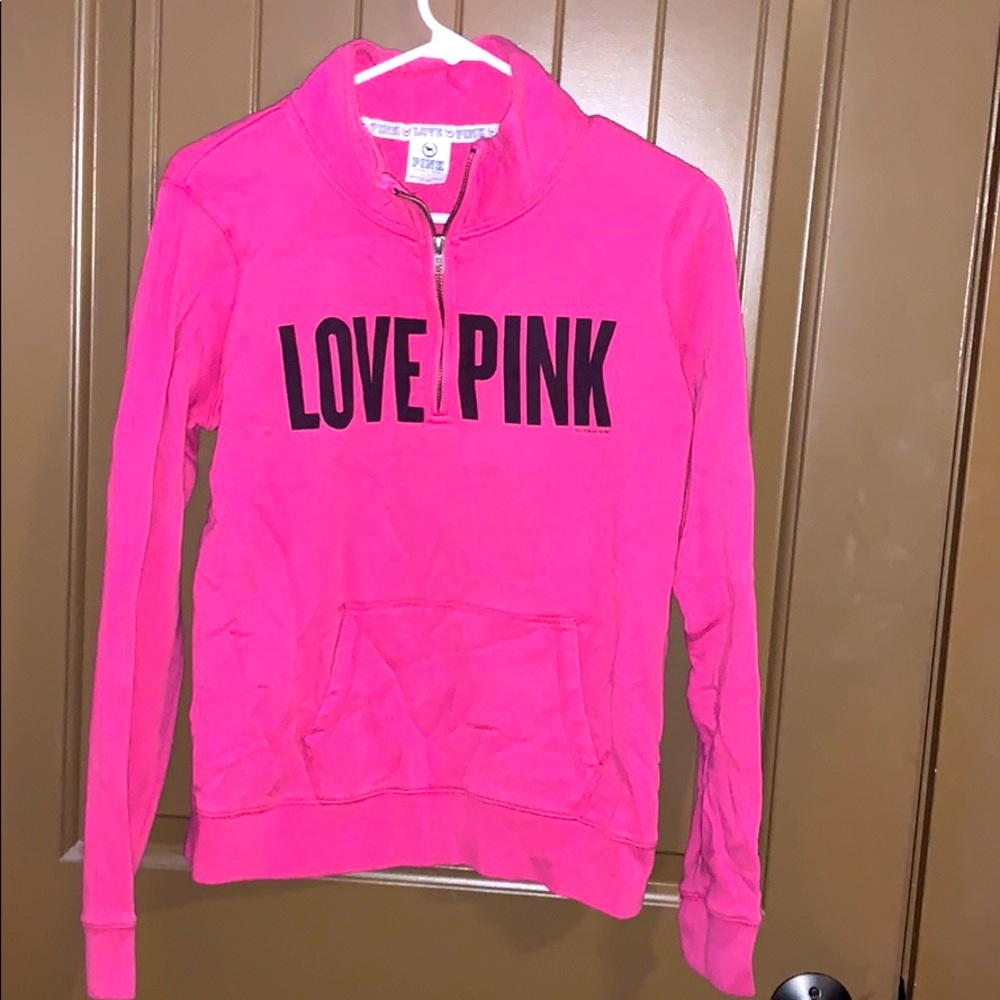 vs pink turtle neck zip-up